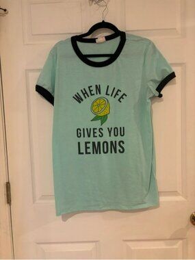 LuLaRoe Mint Graphic Tee "When Life Gives You Lemons" with Black Trim. NWOT